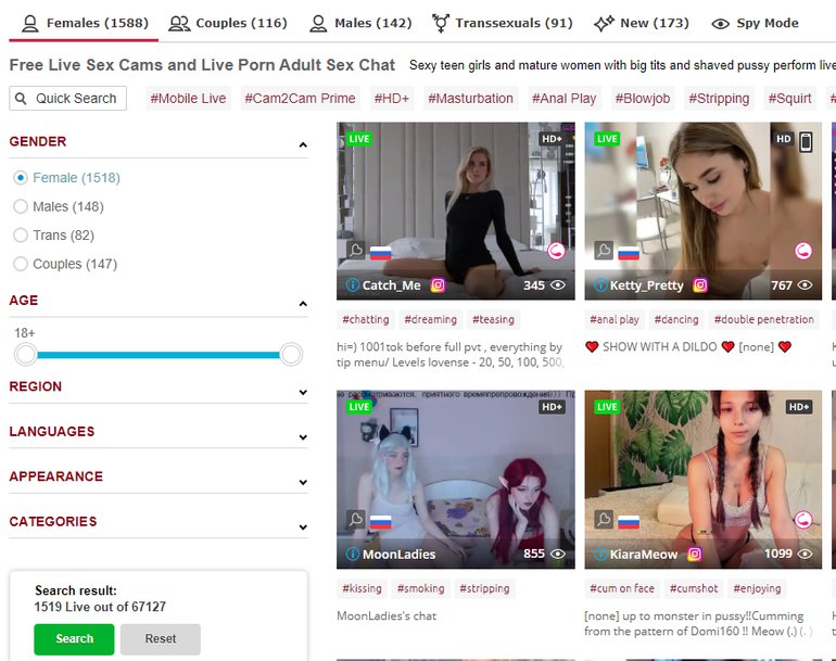 Bongacams  Categories